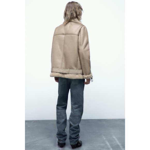 Zara double faced shearling jacket cream taupe - Picture 15 of 15